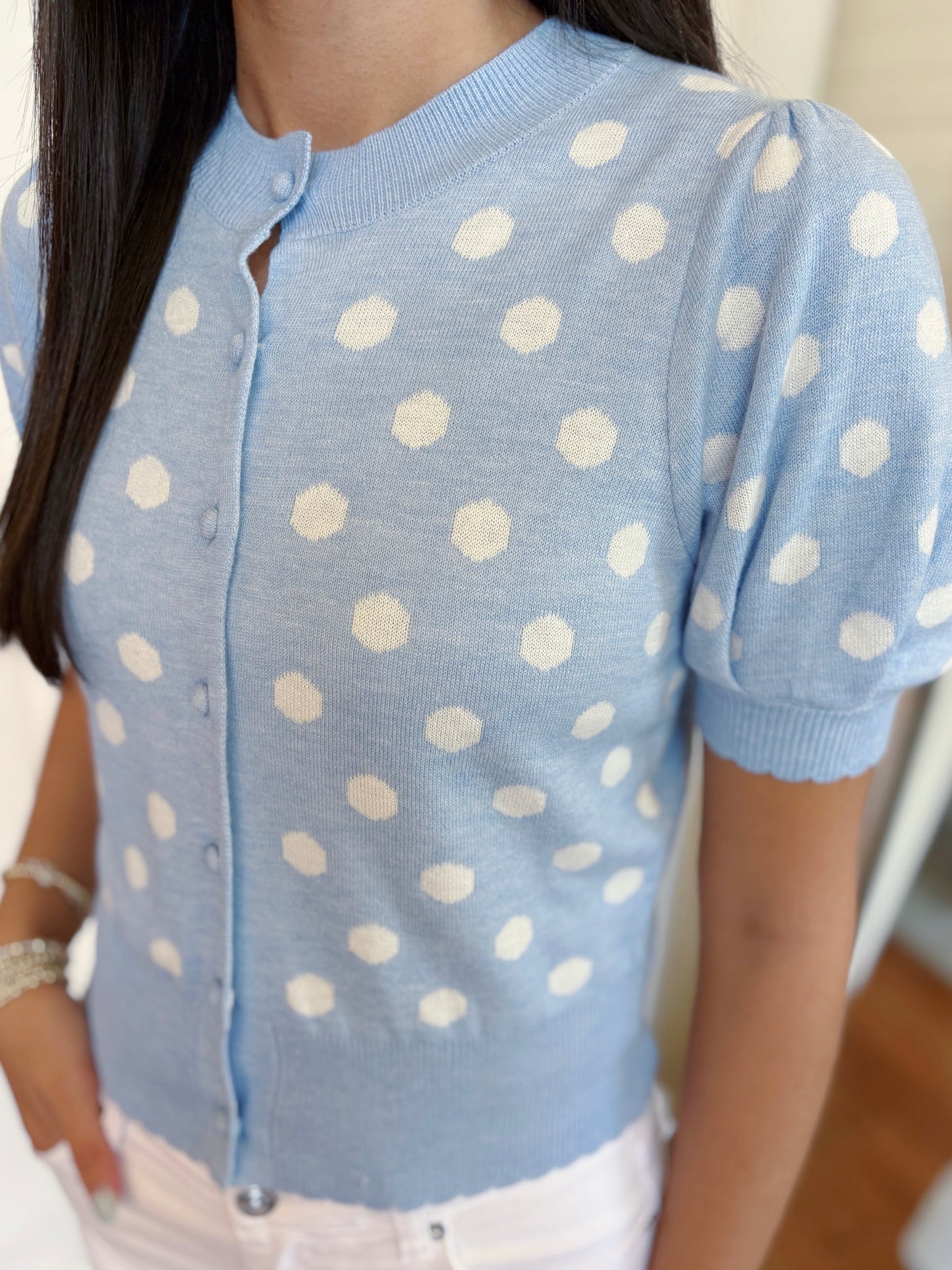 CHARLEY CARDIGAN TOP- LIGHT BLUE