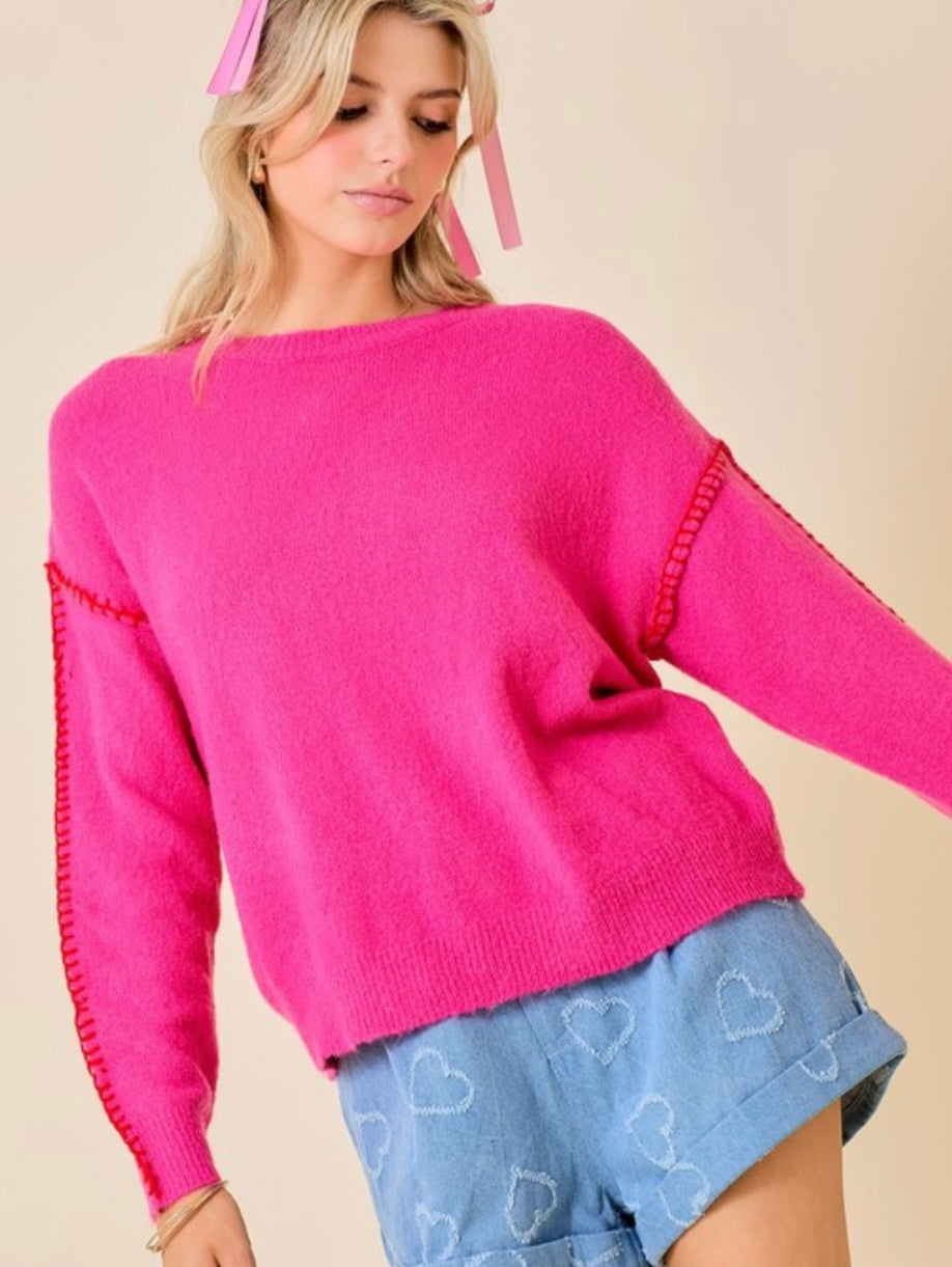 HART SWEATER- HOT PINK