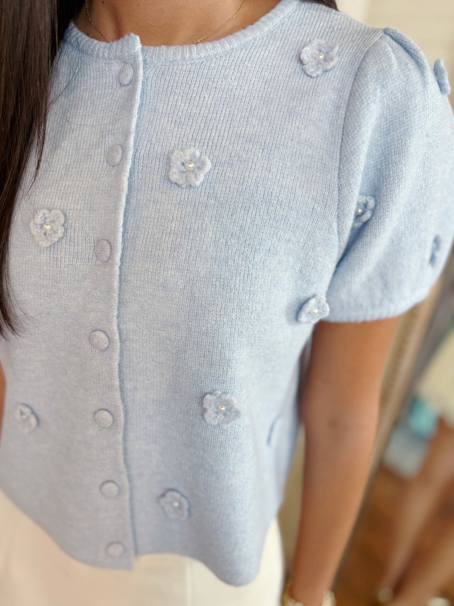 FAYE SWEATER TOP- LIGHT BLUE