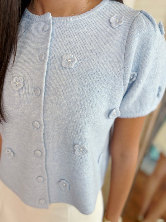 FAYE SWEATER TOP- LIGHT BLUE