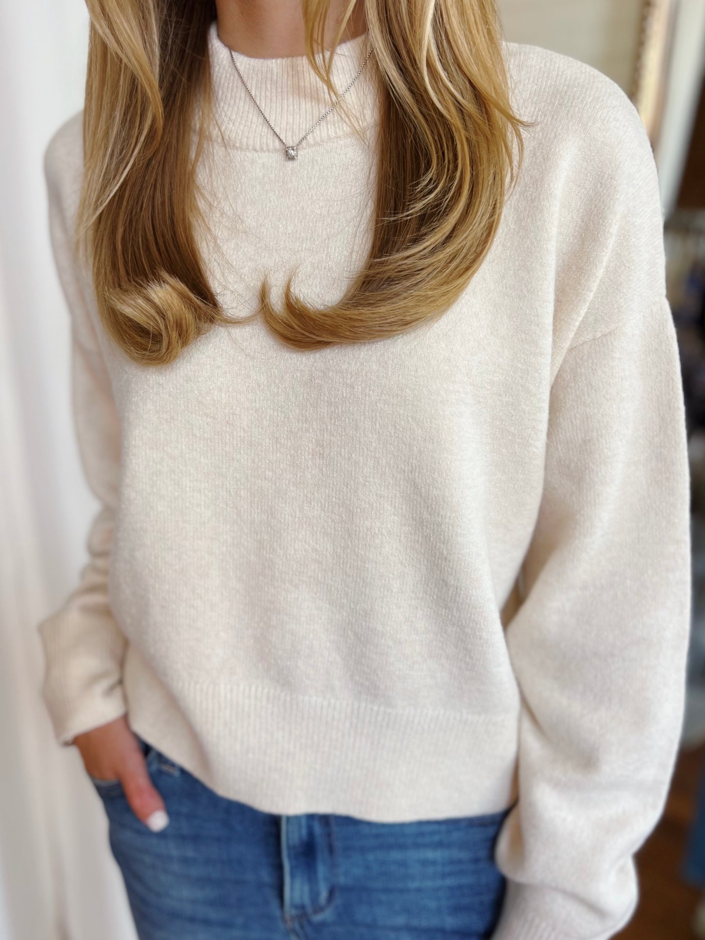 FRENCH CONNECTION VHARI SWEATER- OATMEAL