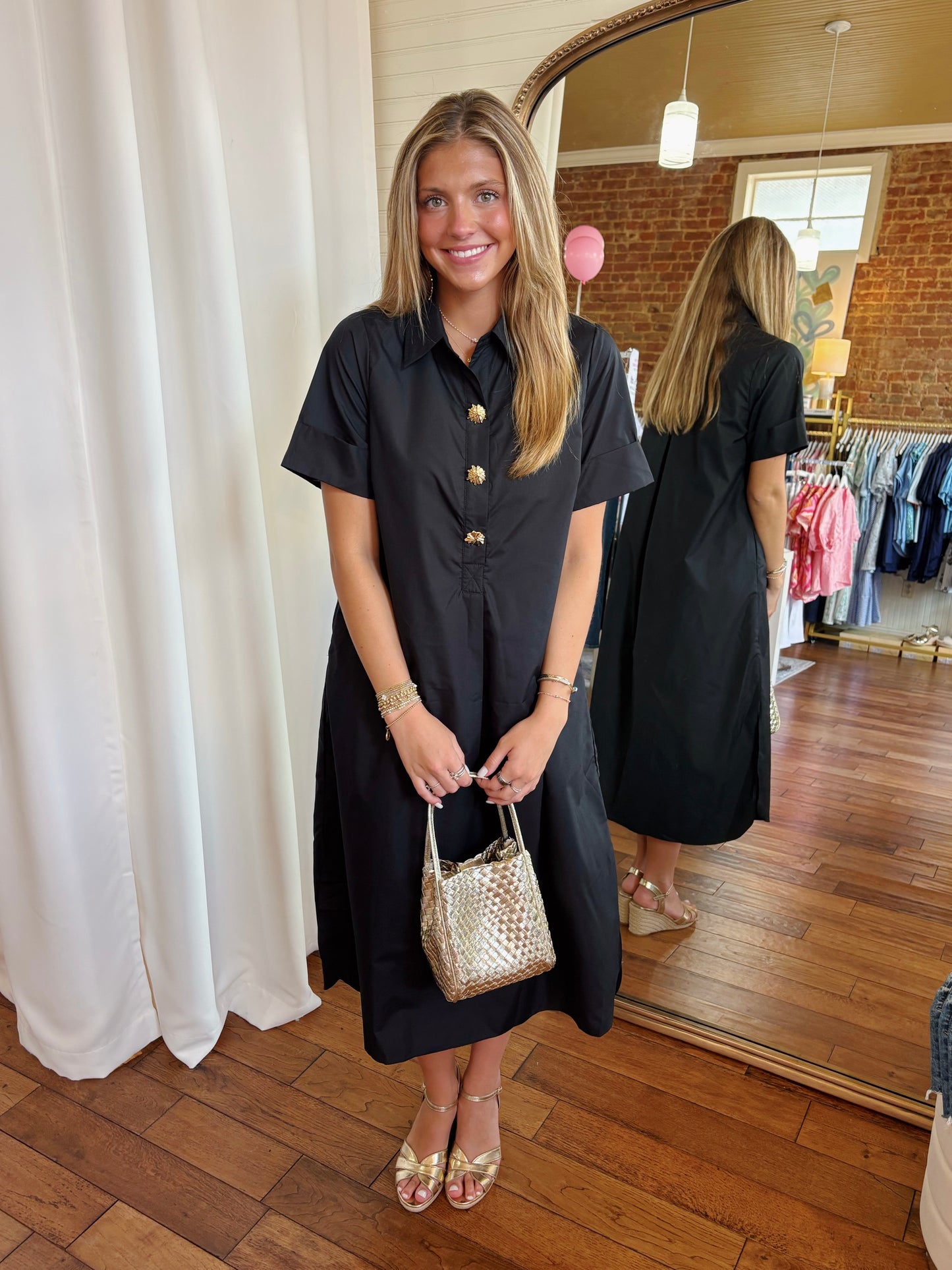 ALEXANDRA MIDI DRESS- BLACK
