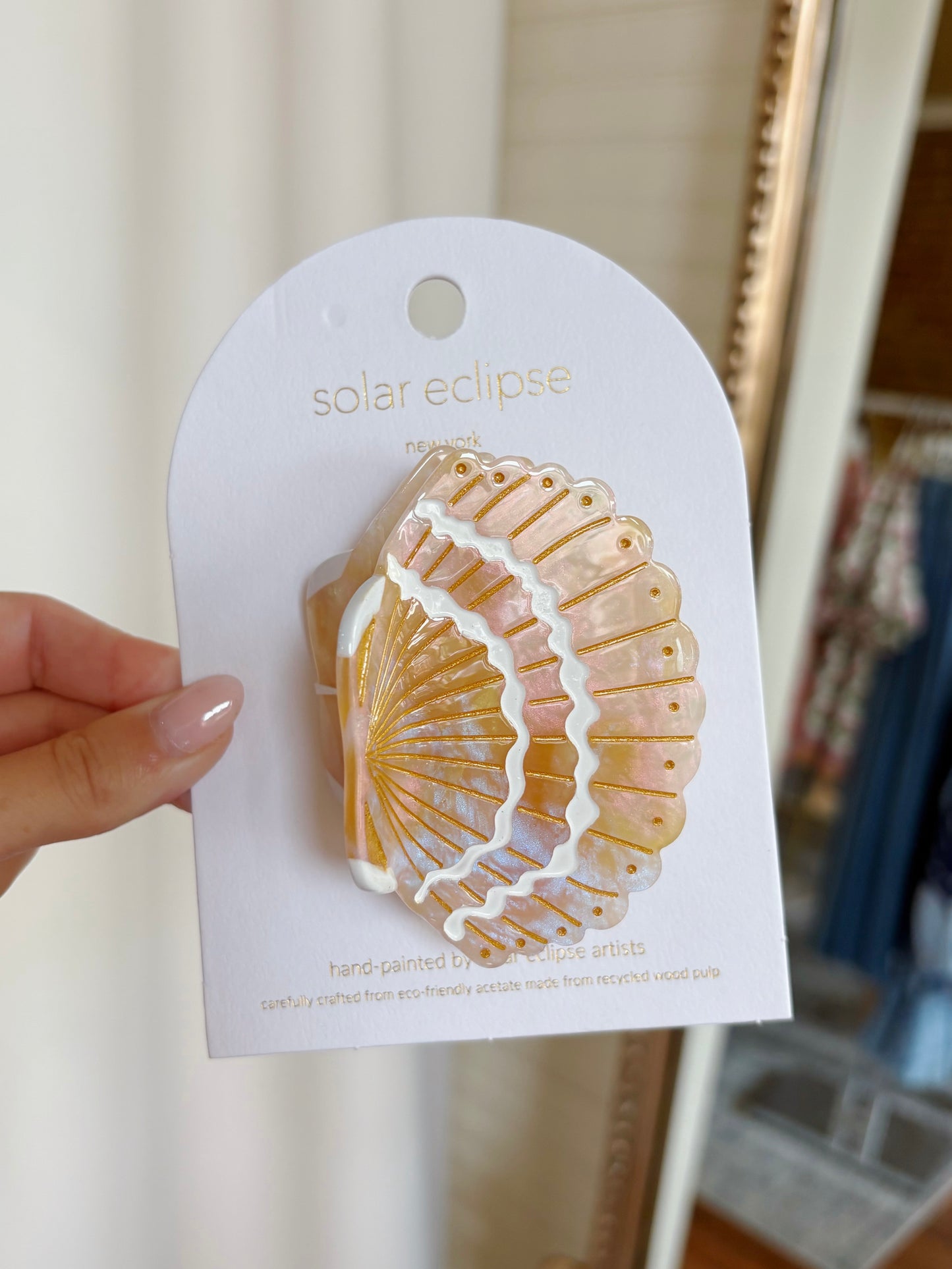 HAND PAINTED SEASHELL HAIR CLIP