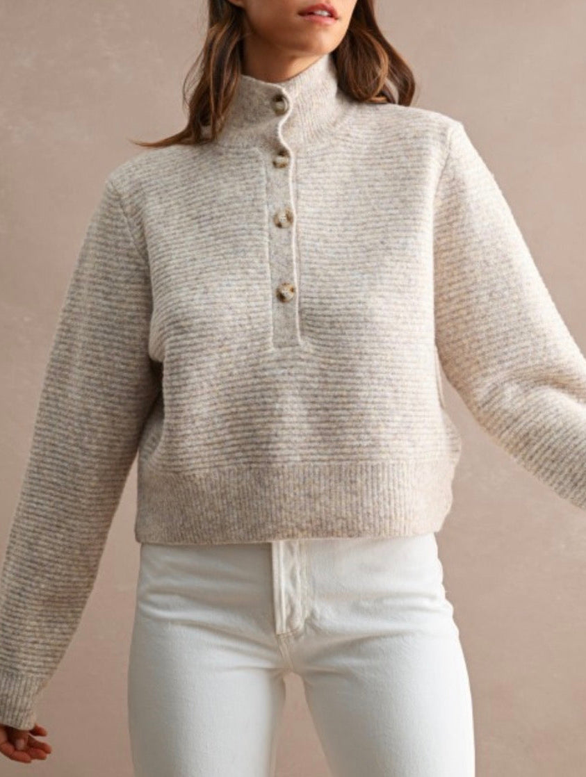 ARDEN SWEATER TOP- LIGHT TAUPE