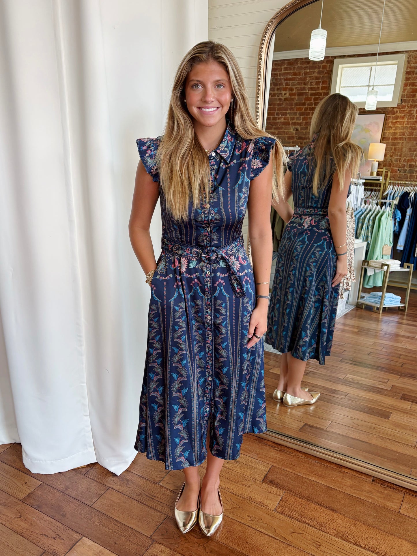 KARLY MIDI DRESS- NAVY