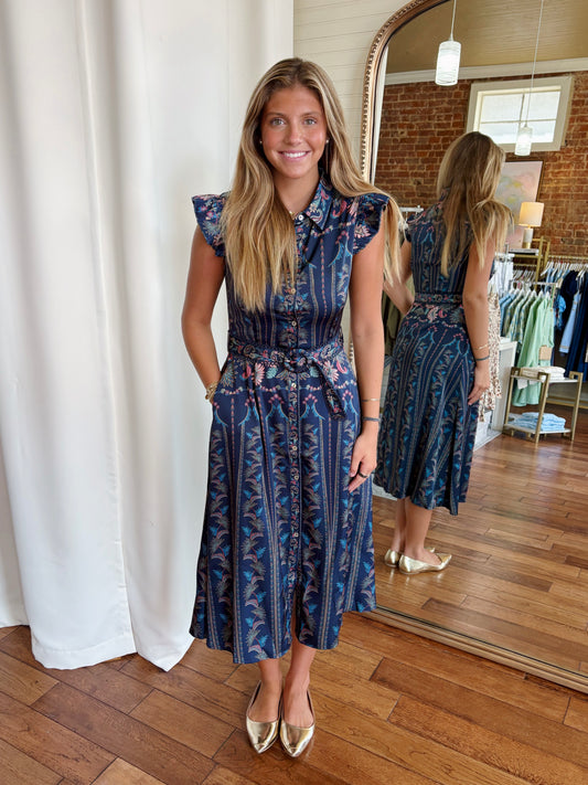 KARLY MIDI DRESS- NAVY