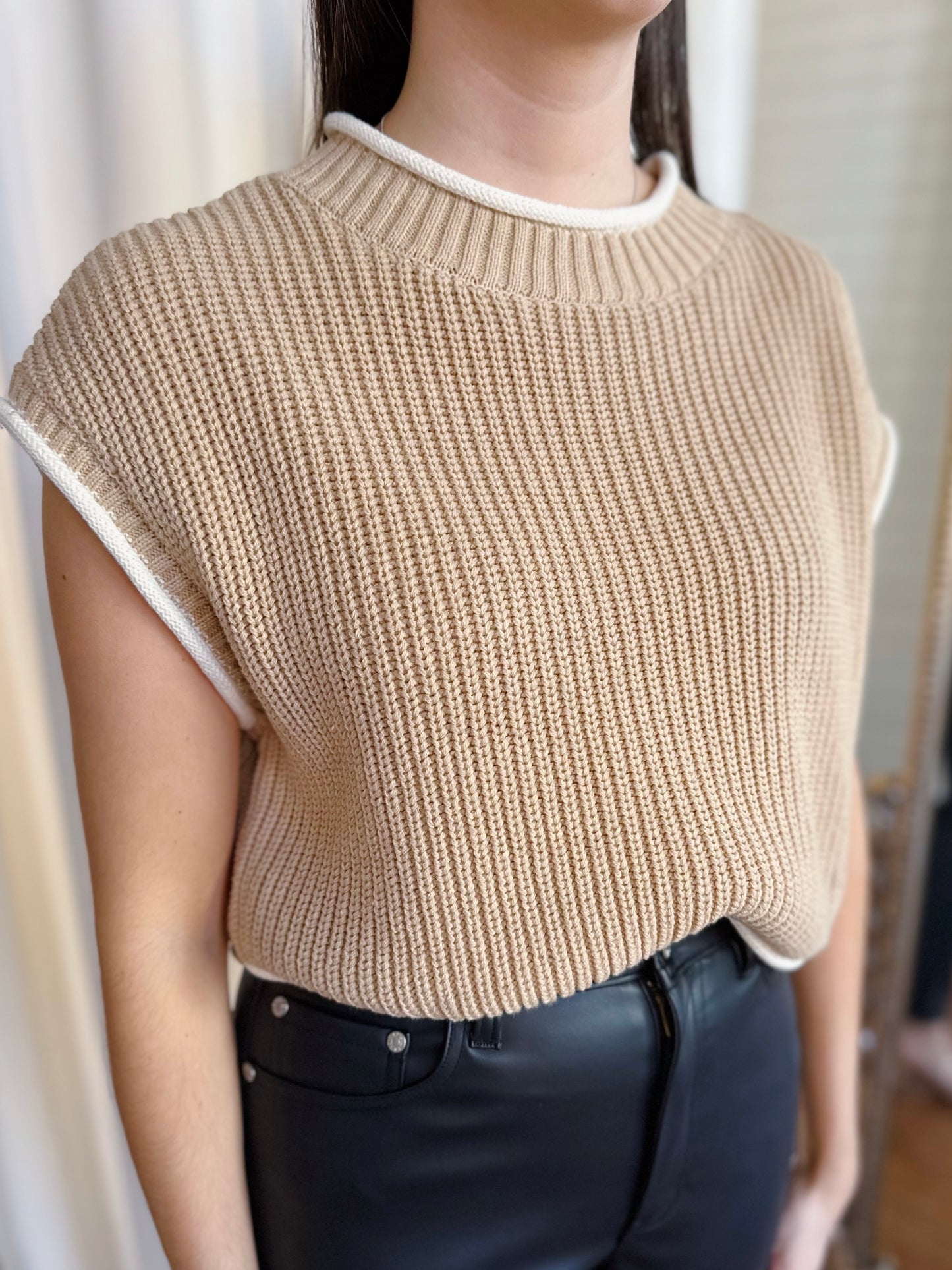 JOSIE SWEATER TOP- TAN