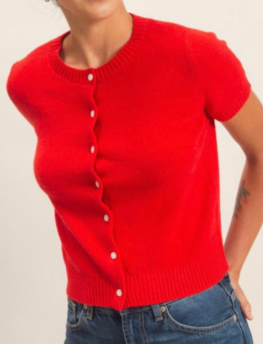 BLAIR CARDIGAN TOP- RED