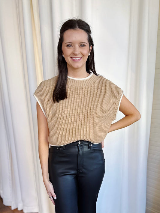 JOSIE SWEATER TOP- TAN