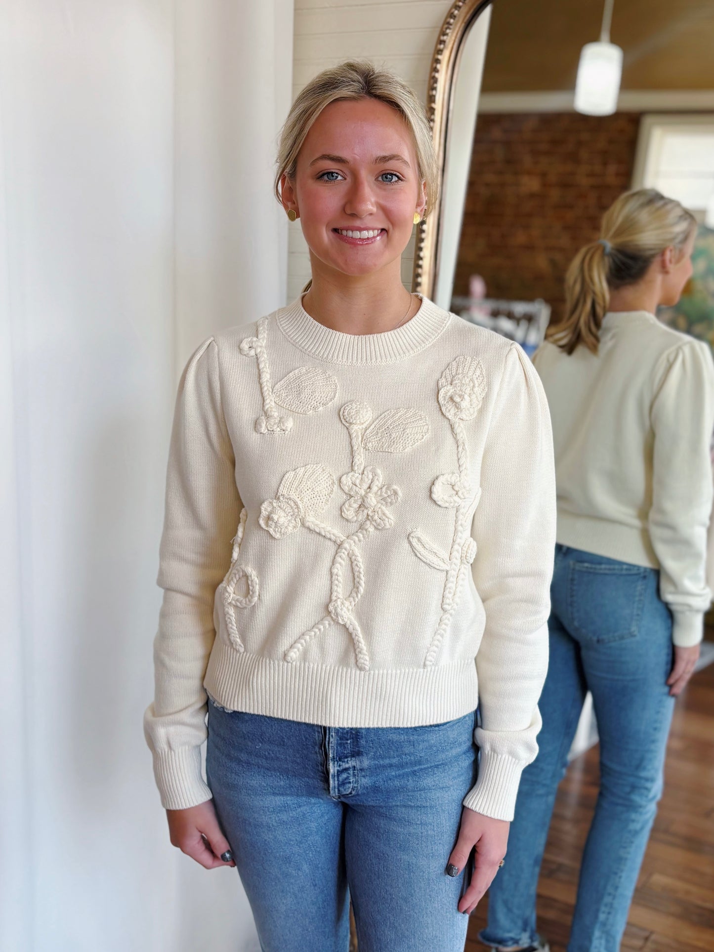 ERINA SWEATER TOP- CREAM