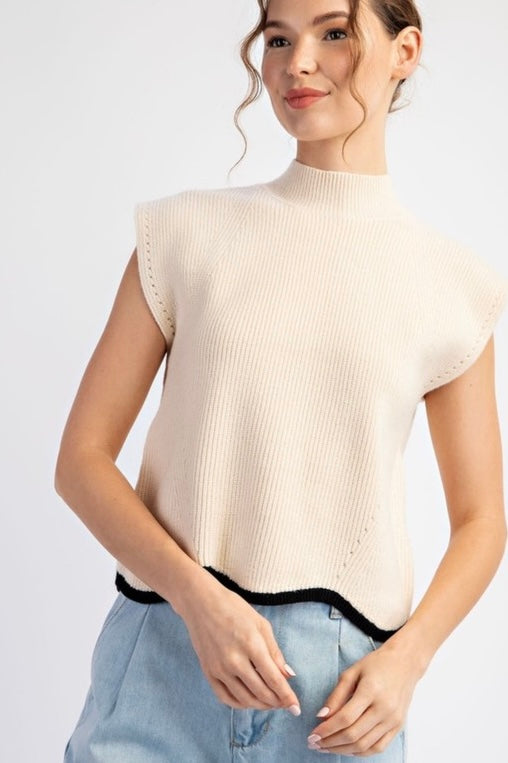 ANNIE SWEATER TOP- CREAM/BLACK