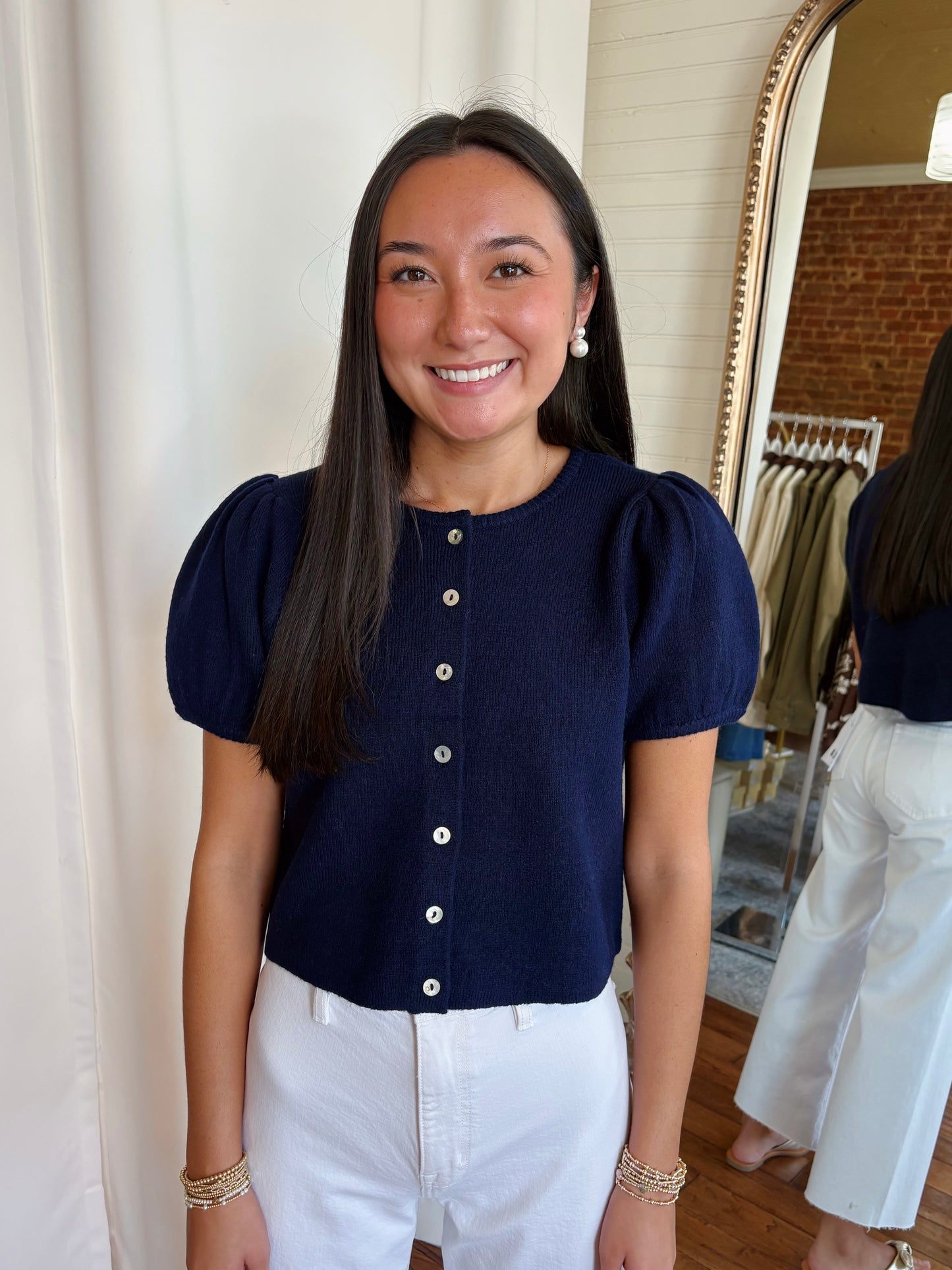 TORI SWEATER TOP- NAVY