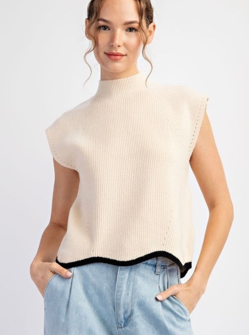 ANNIE SWEATER TOP- CREAM/BLACK