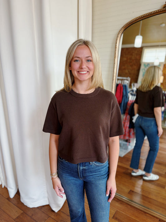 KORI SWEATER TOP- DARK ESPRESSO