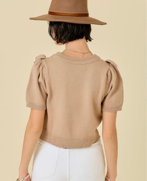 NICOLE SWEATER TOP- TAUPE