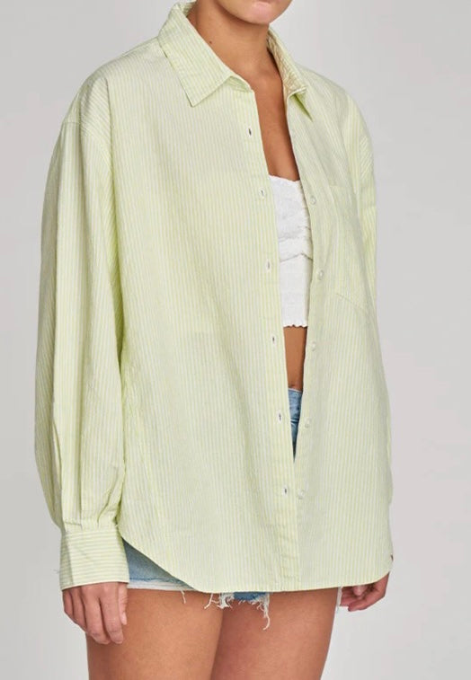 DAZE BOYFRIEND TOP LIMEADE STRIPE