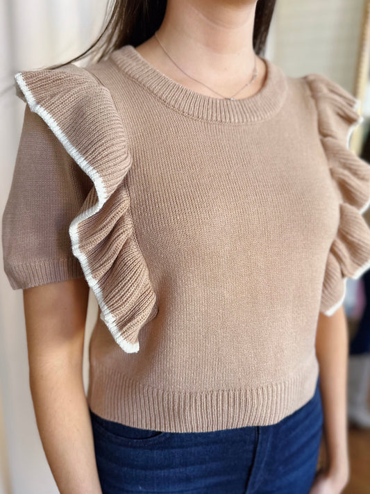 NICOLE SWEATER TOP- TAUPE