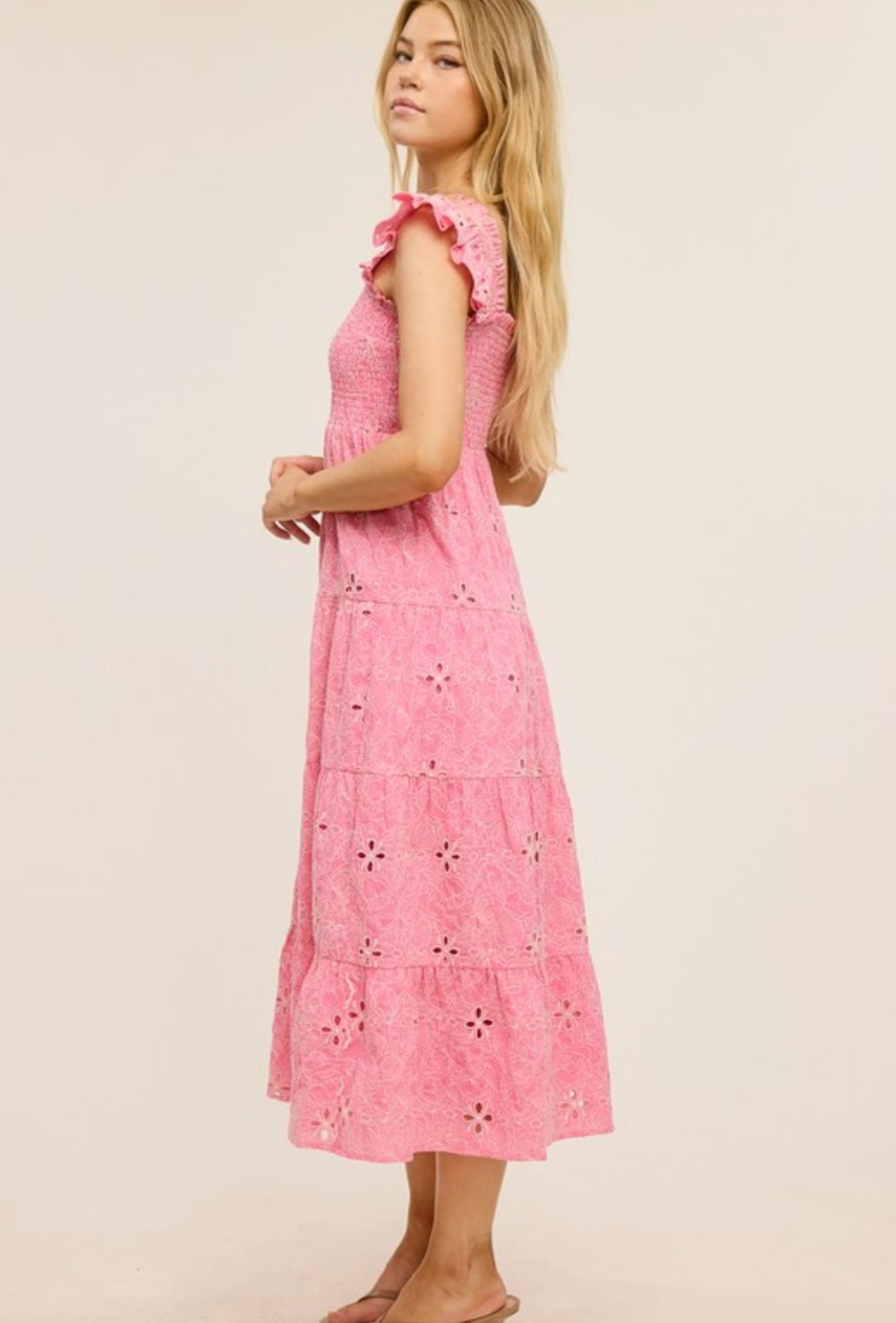 FLAMINGO PINK MIDI DRESS