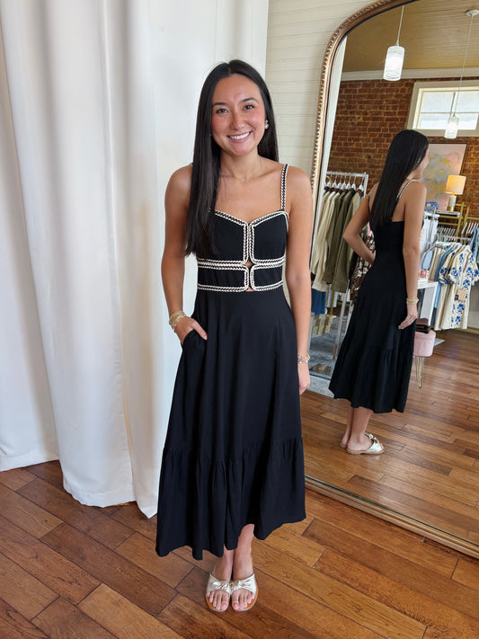 NORA MIDI DRESS- BLACK