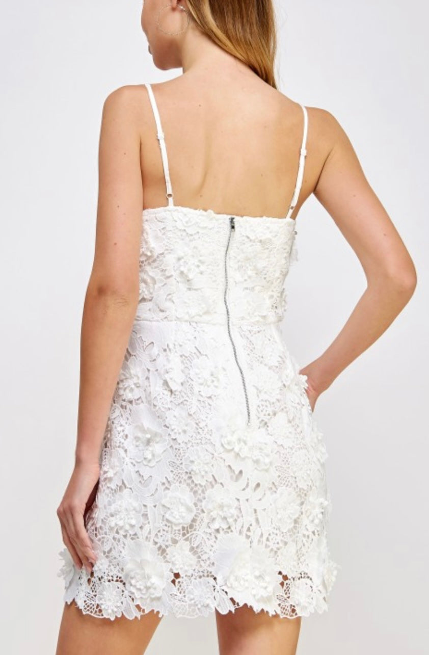 DOROTHY LACE MINI DRESS- WHITE