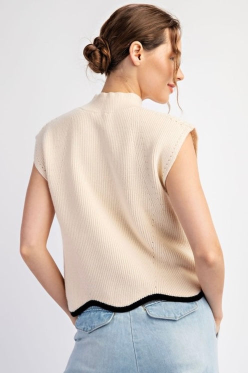 ANNIE SWEATER TOP- CREAM/BLACK