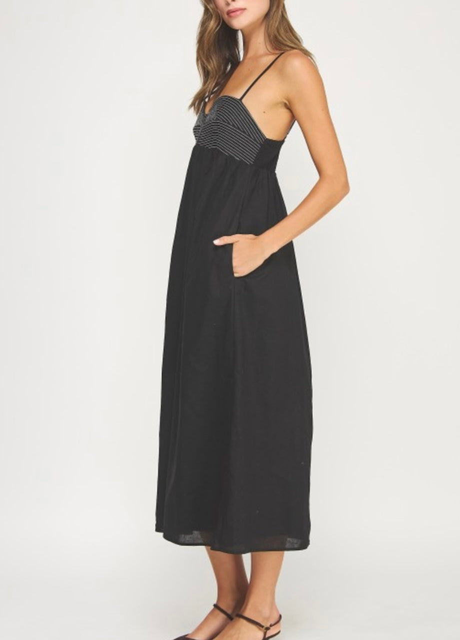MOLLY MIDI DRESS- BLACK