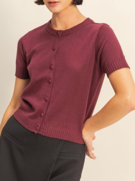 DREW SWEATER TOP- MAROON
