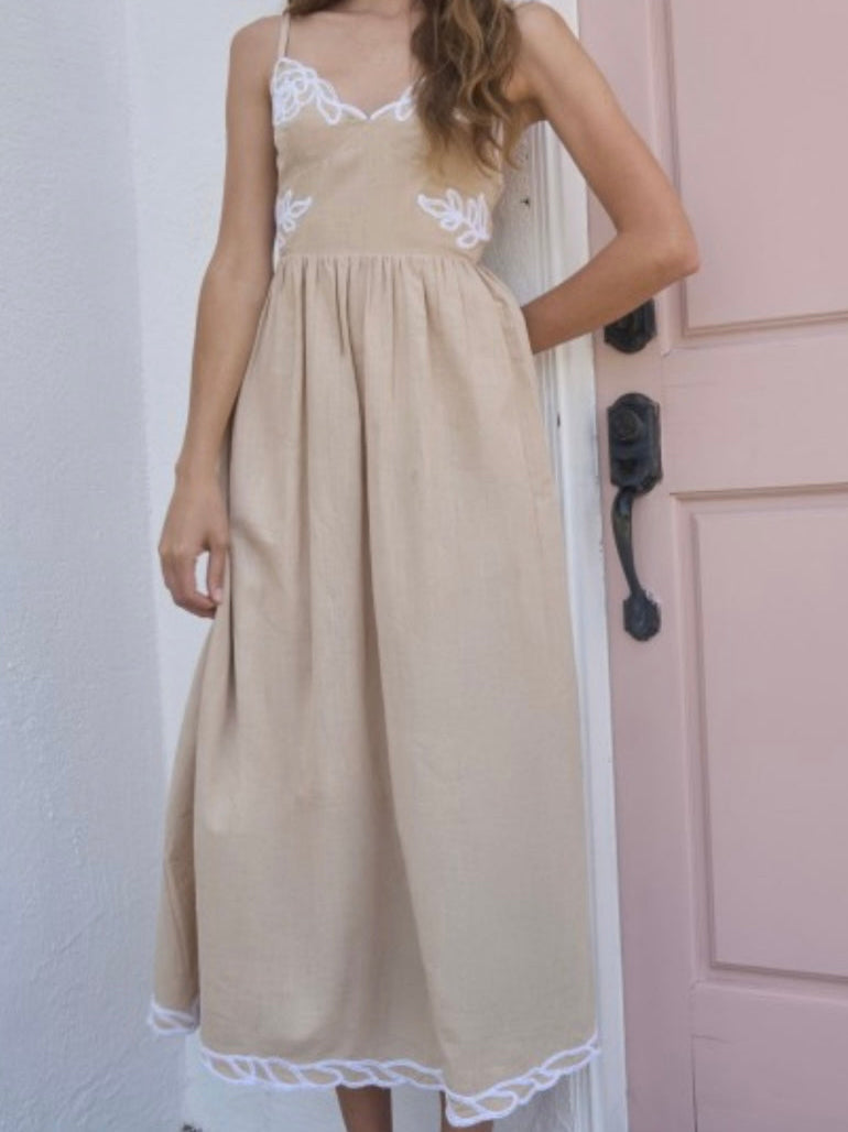 LOLA MIDI DRESS- TAUPE