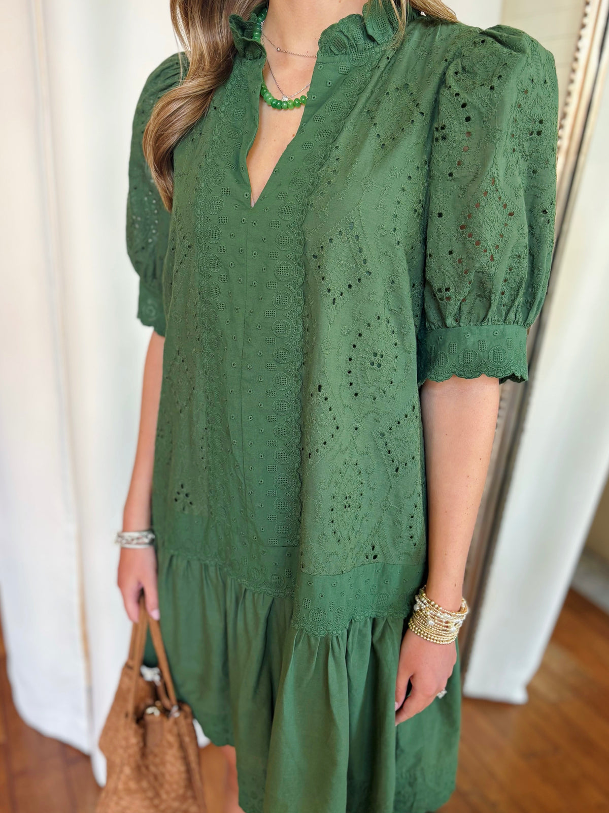 SUTTON MINI DRESS- HUNTER GREEN