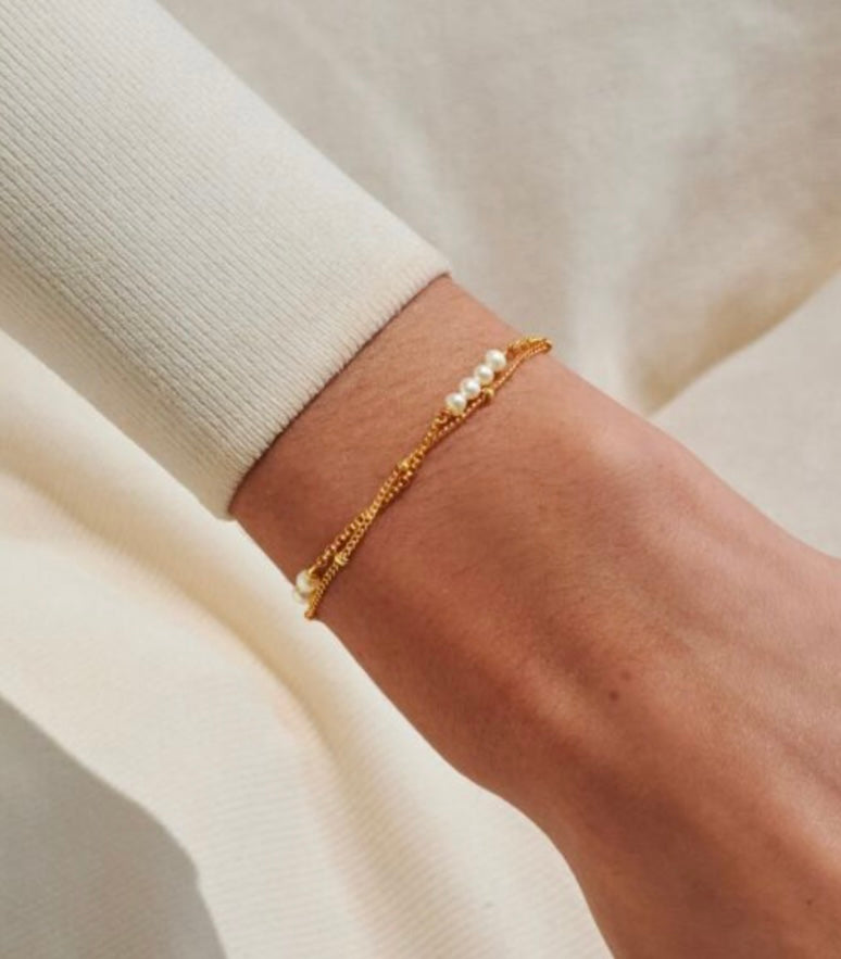 LOVED BY YOU/DOUBLE LAYERED PEARL CHAIN BRACELET