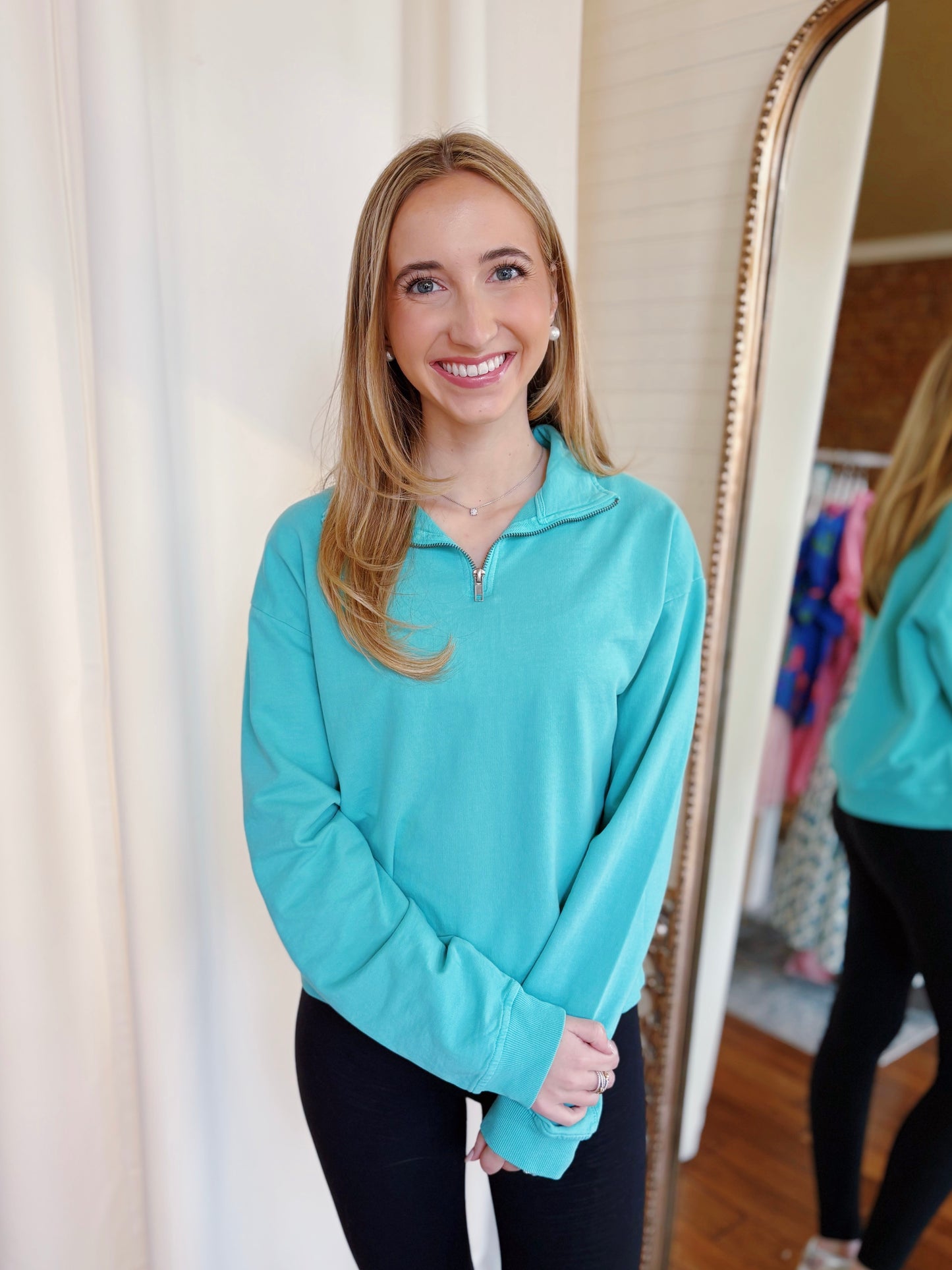 PALOMA HALF-ZIP- TURQUOISE