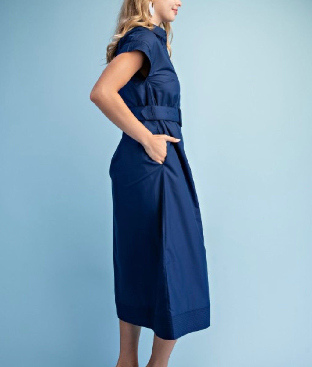 JULIE SHIRT DRESS- NAVY