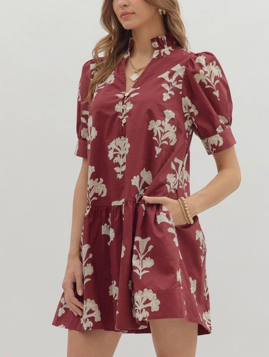 ROSALIE DRESS- MAROON