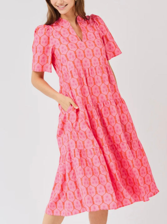 IVY ROSETTE CHARM DRESS- PINK