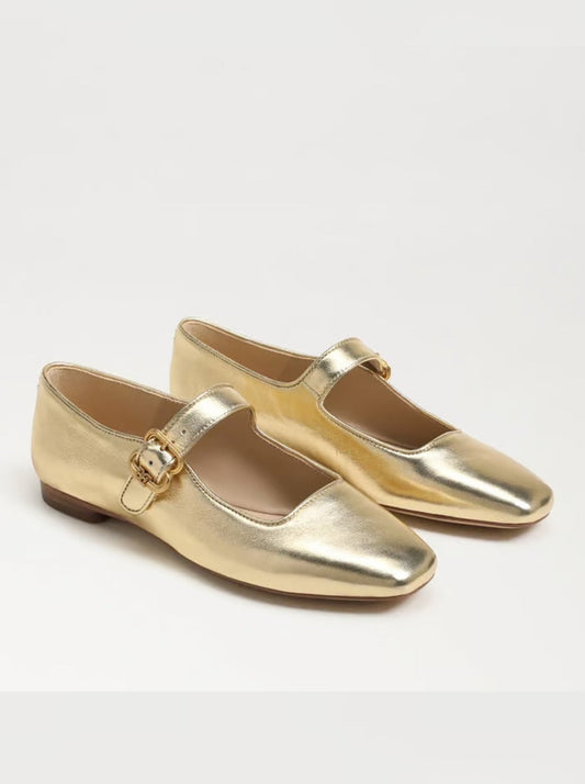 SAM EDELMAN MICHAELA MARY JANE FLATS- GOLD LEAF