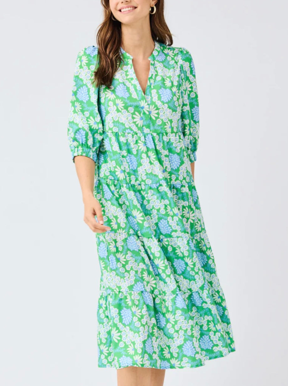 CAMERON DRESS- DAISY CHAIN GREEN
