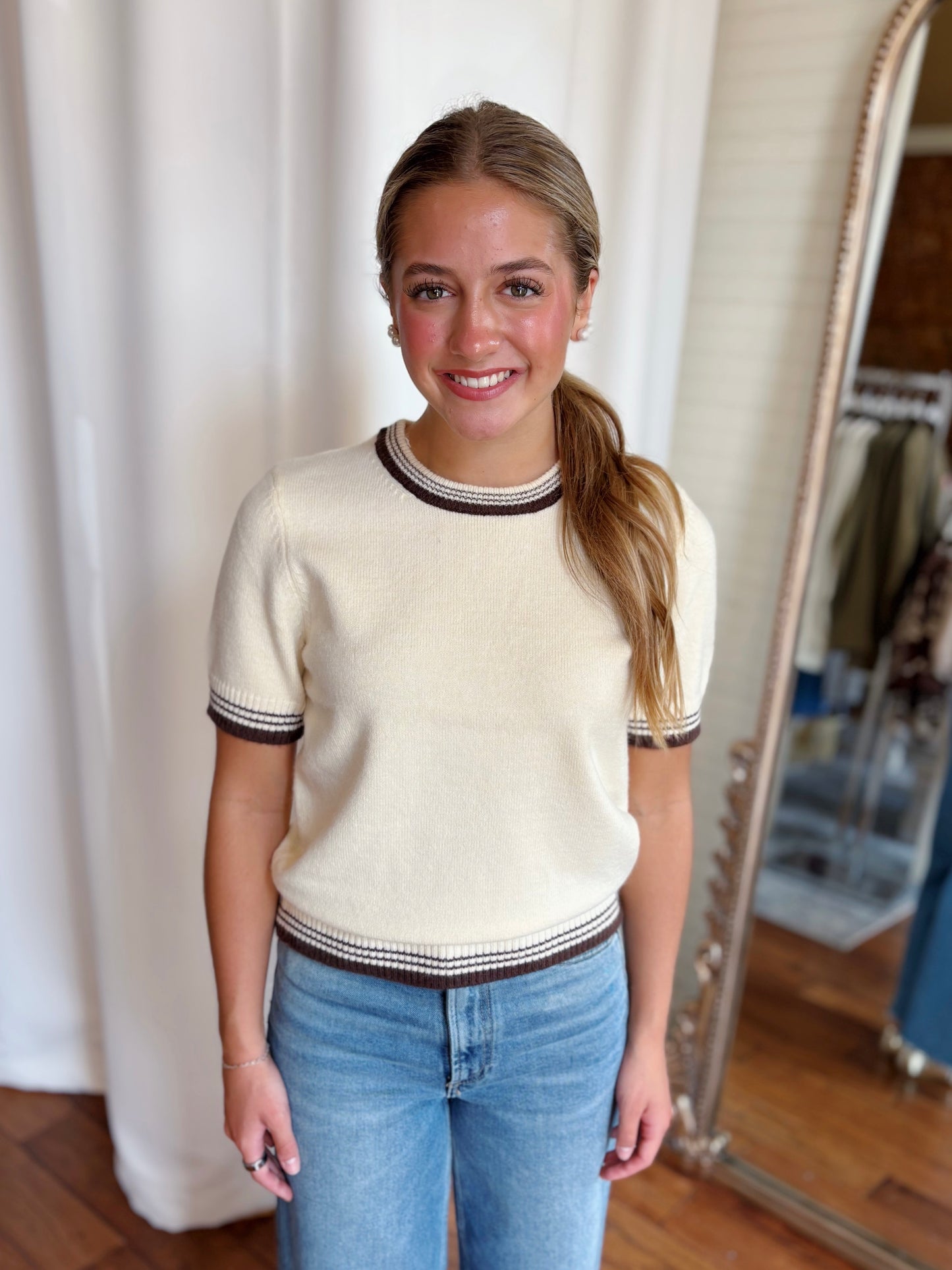DELTA SWEATER TOP- IVORY/COCO