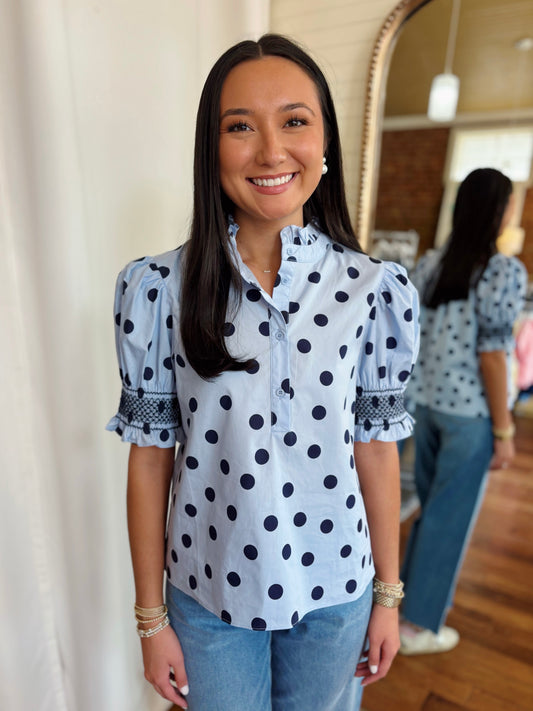 SUTTON TOP- LIGHT BLUE/NAVY