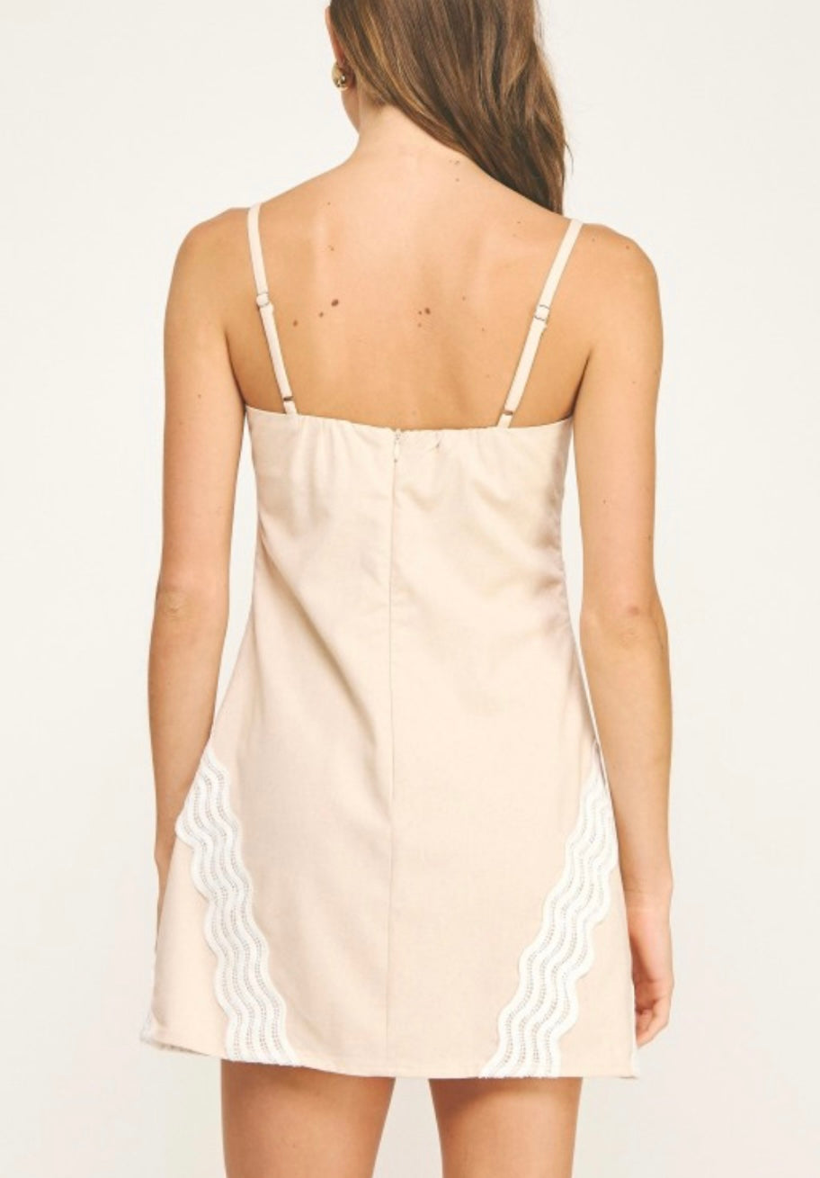 MCKENZIE MINI DRESS- OATMEAL/WHITE