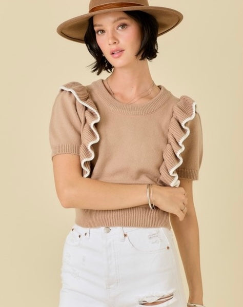 NICOLE SWEATER TOP- TAUPE