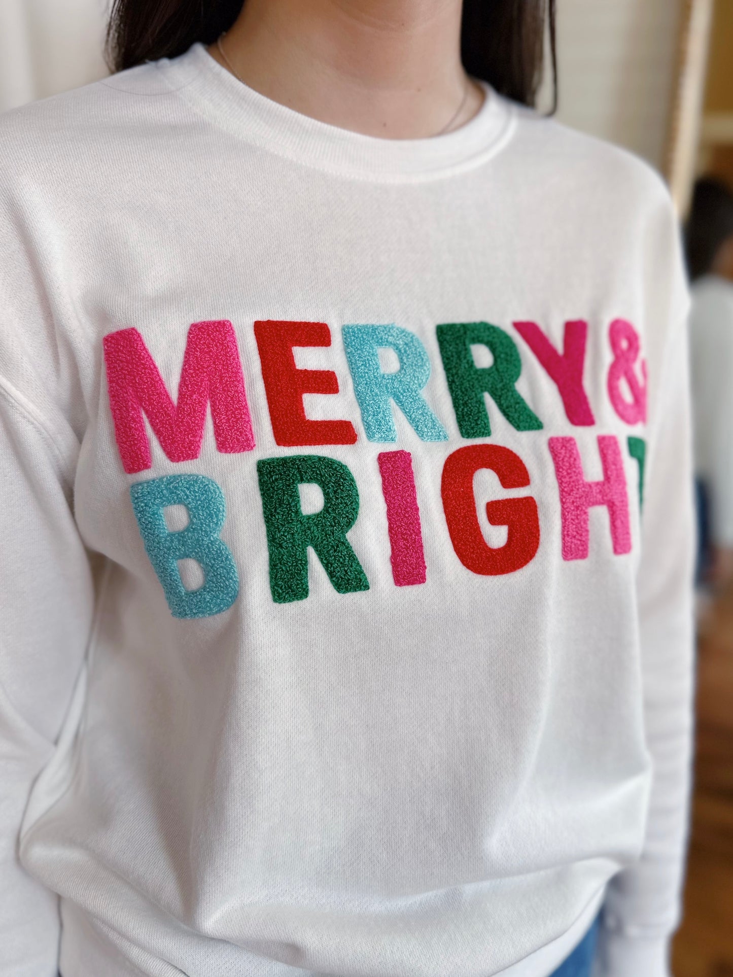 "MERRY & BRIGHT" SWEATSHIRT IVORY