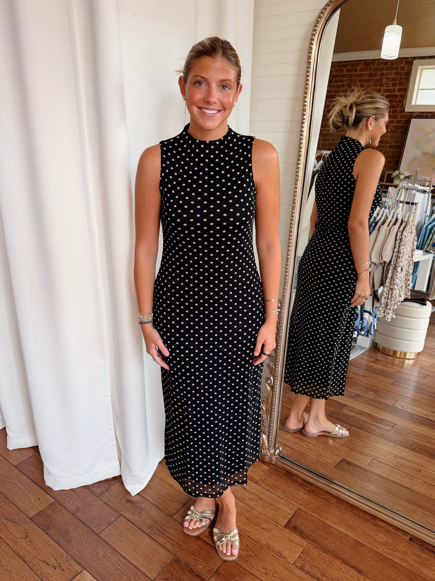 HALLIE MESH DRESS- BLACK/NATURAL