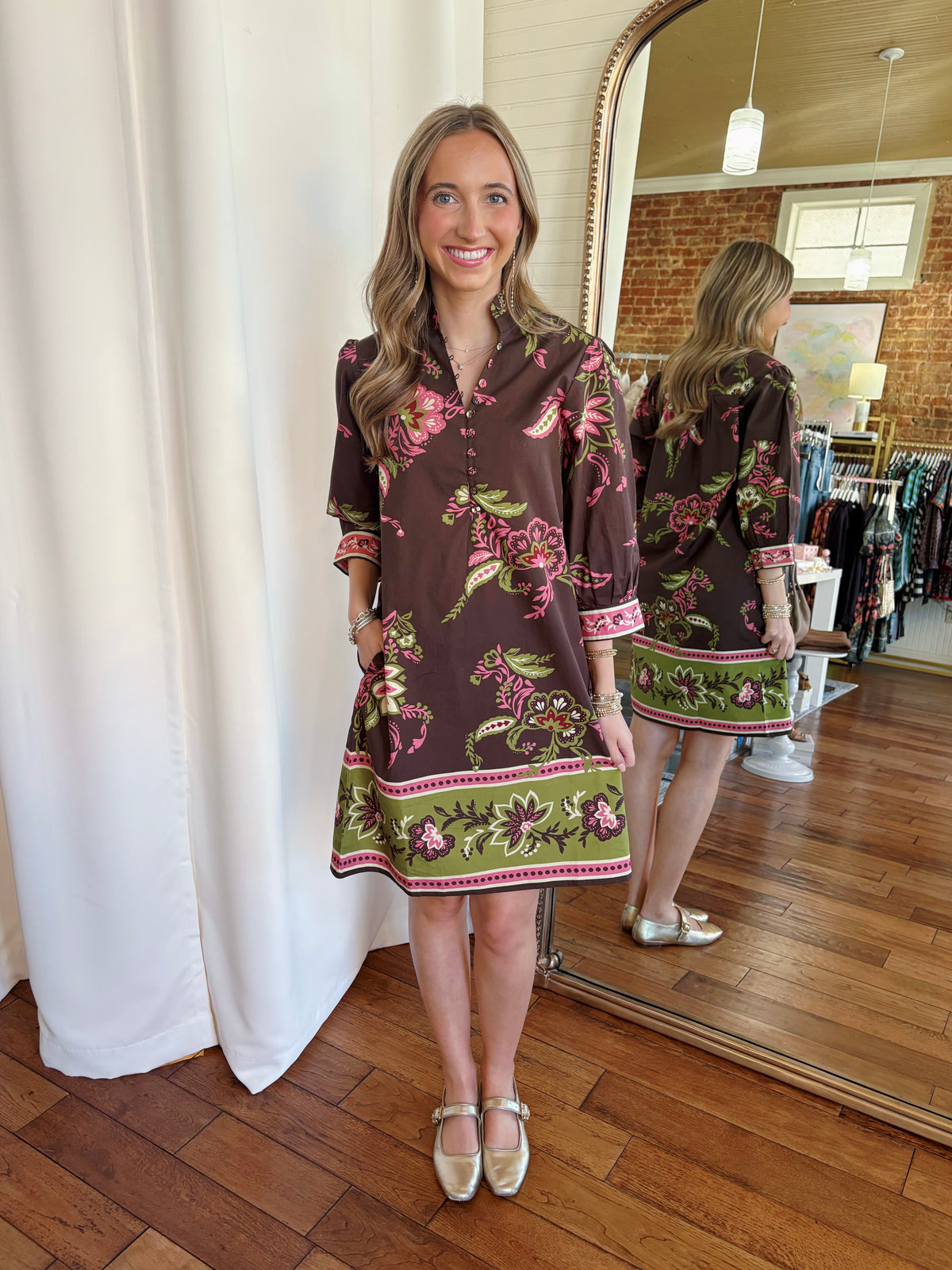MAUDE VIVANTE DAHLIA CHESTNUT DRESS