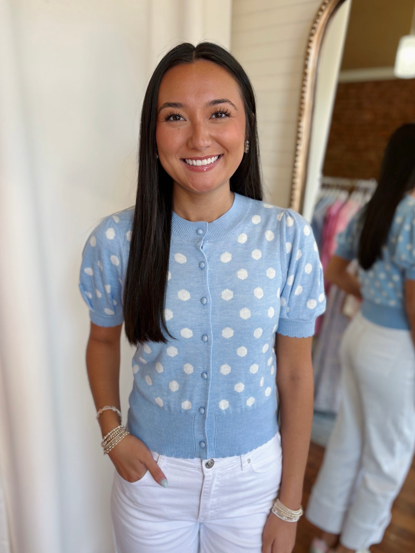 CHARLEY CARDIGAN TOP- LIGHT BLUE