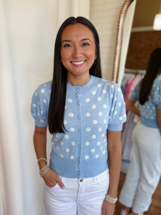 CHARLEY CARDIGAN TOP- LIGHT BLUE