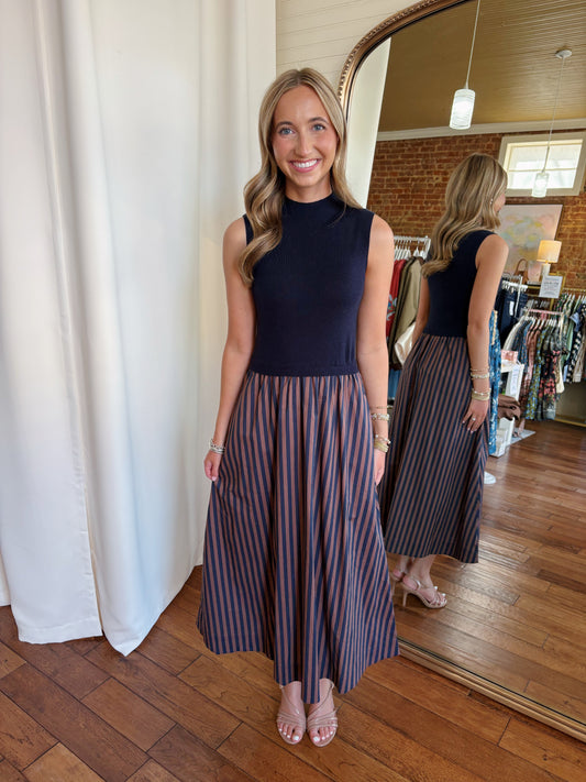SOPHIA MIDI DRESS- NAVY