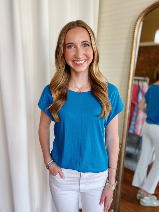 LACEY TOP- HORIZON BLUE