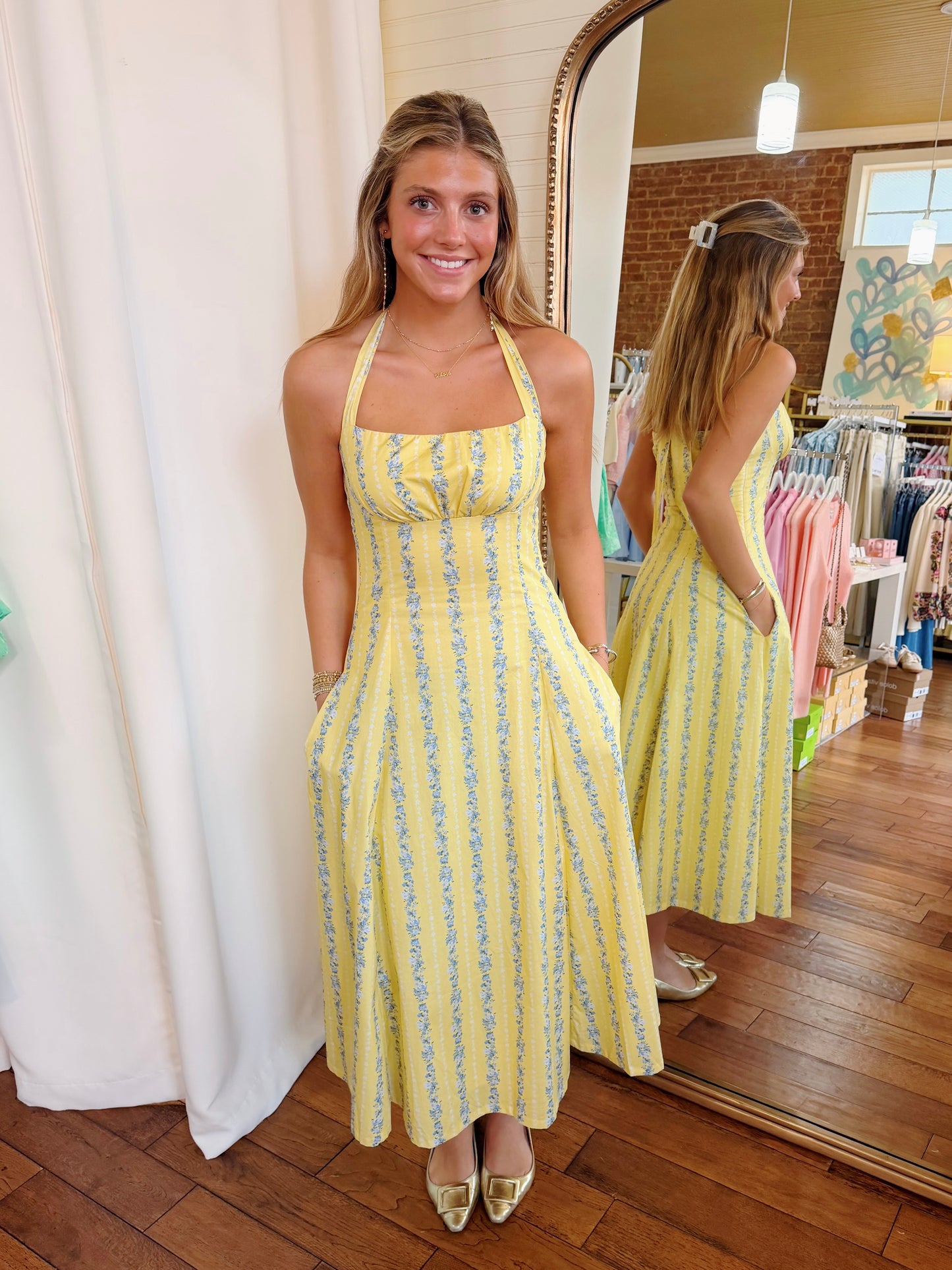 SIMS MIDI DRESS- YELLOW
