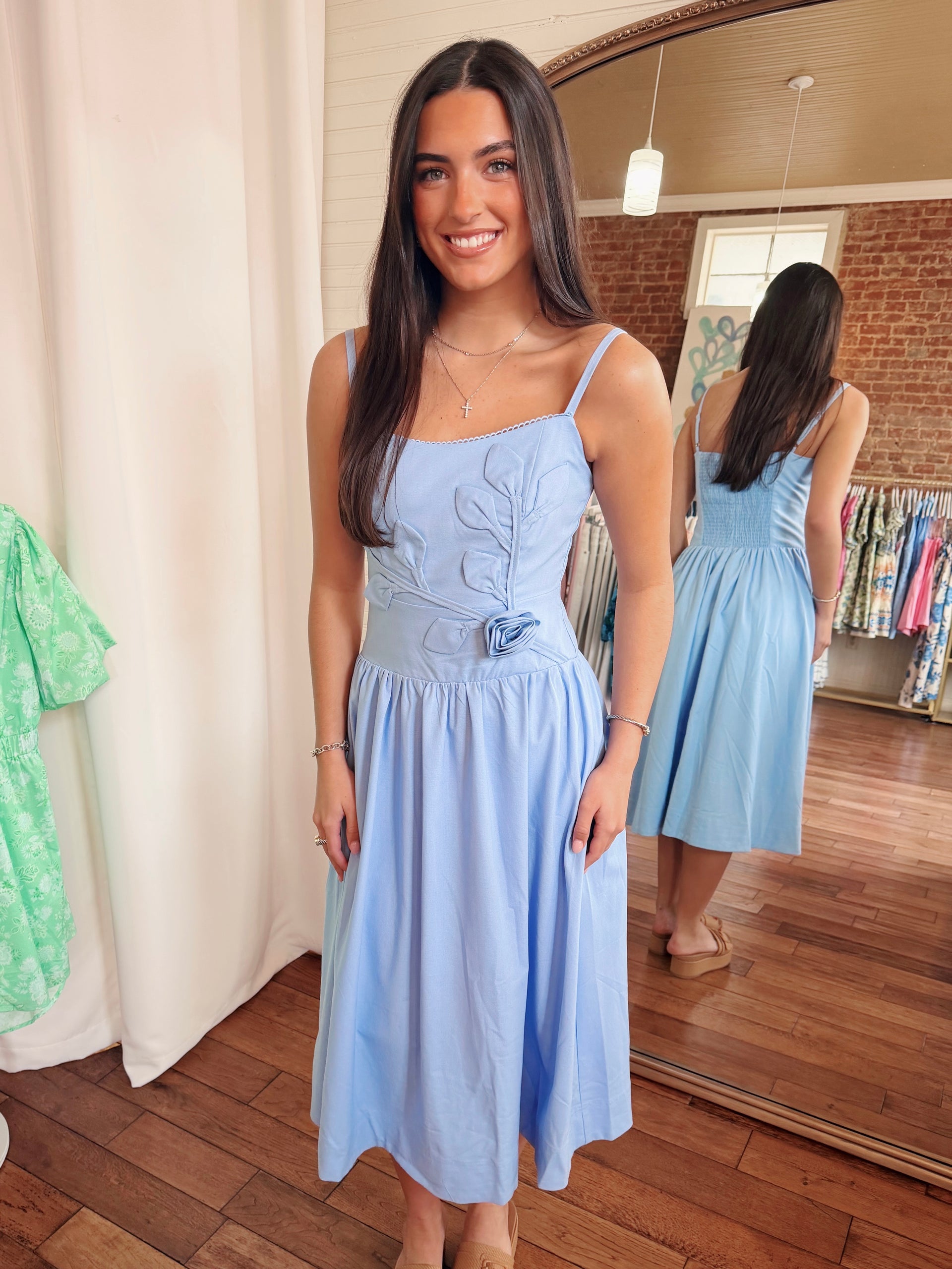 powder blue midi dress ALESSIA MIDI DRESS- POWDER BLUE – Spring Boutique