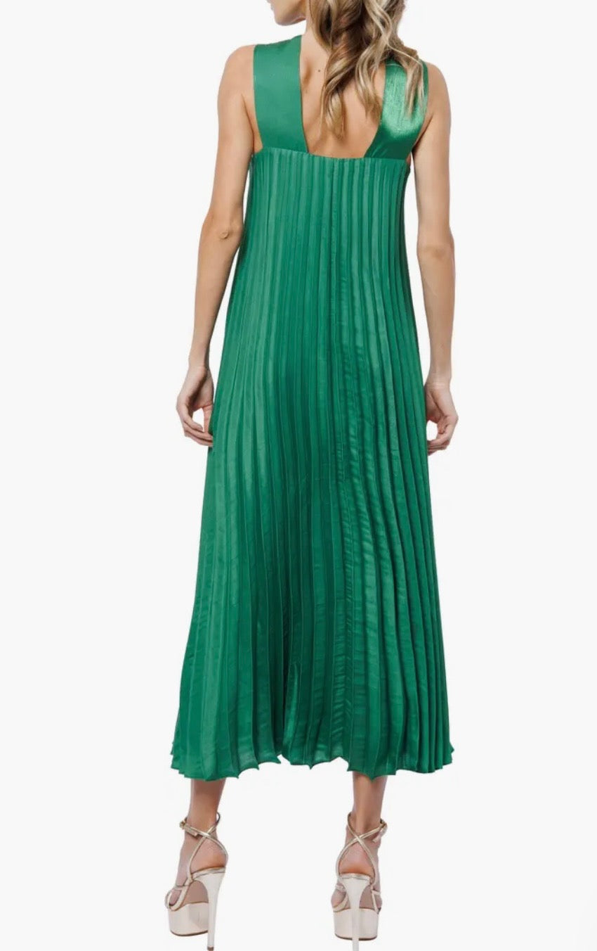 MELLISA PLEATED SATIN DRESS